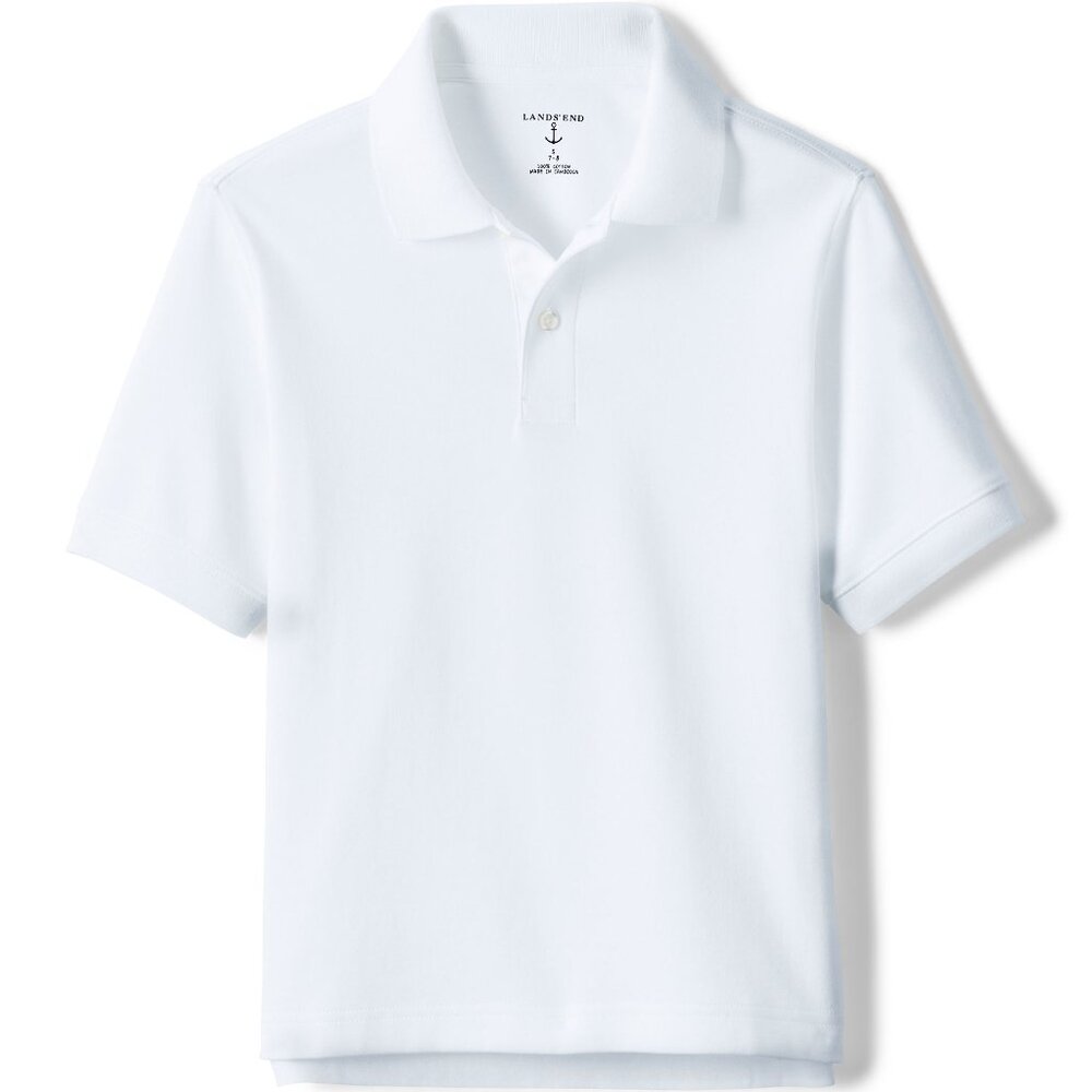 Lands End Kids White Short Sleeve Polo Shirt for Boys or Girls Size L XL 14 - 16